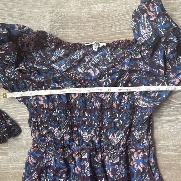 SEA Noah Print Smocked Maxi Dress In Navy 14 - Picture 13 of 16